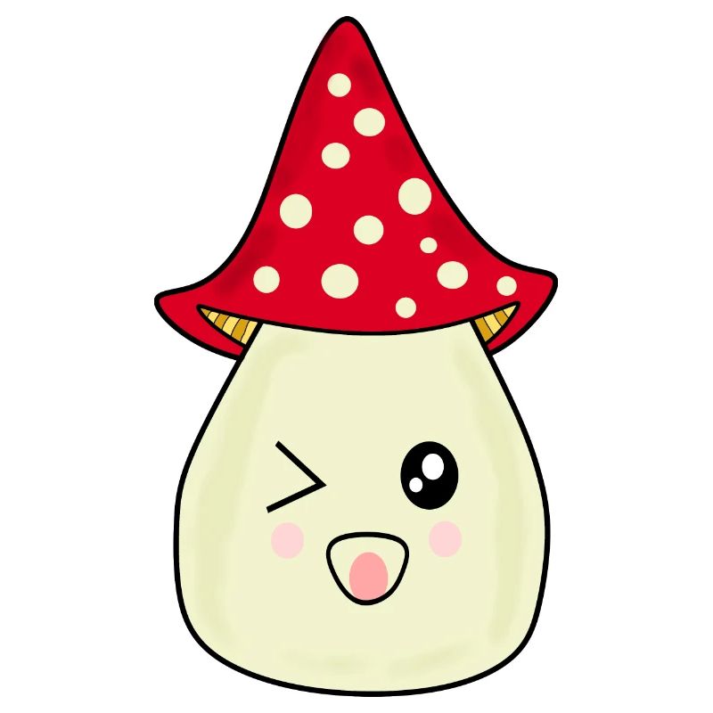Kawaii champignon Toadstool mignon rouge avec visage
