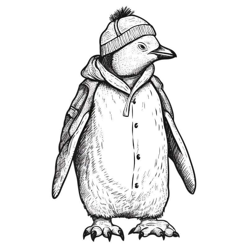 Penguin with cap and jacket