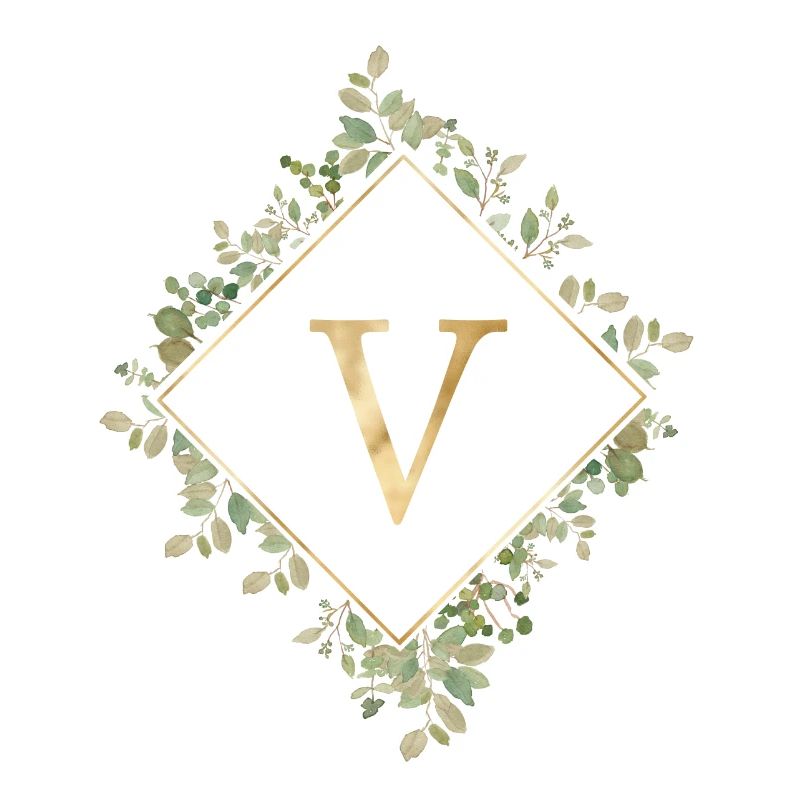 V Monogram Eucalyptus Wreath