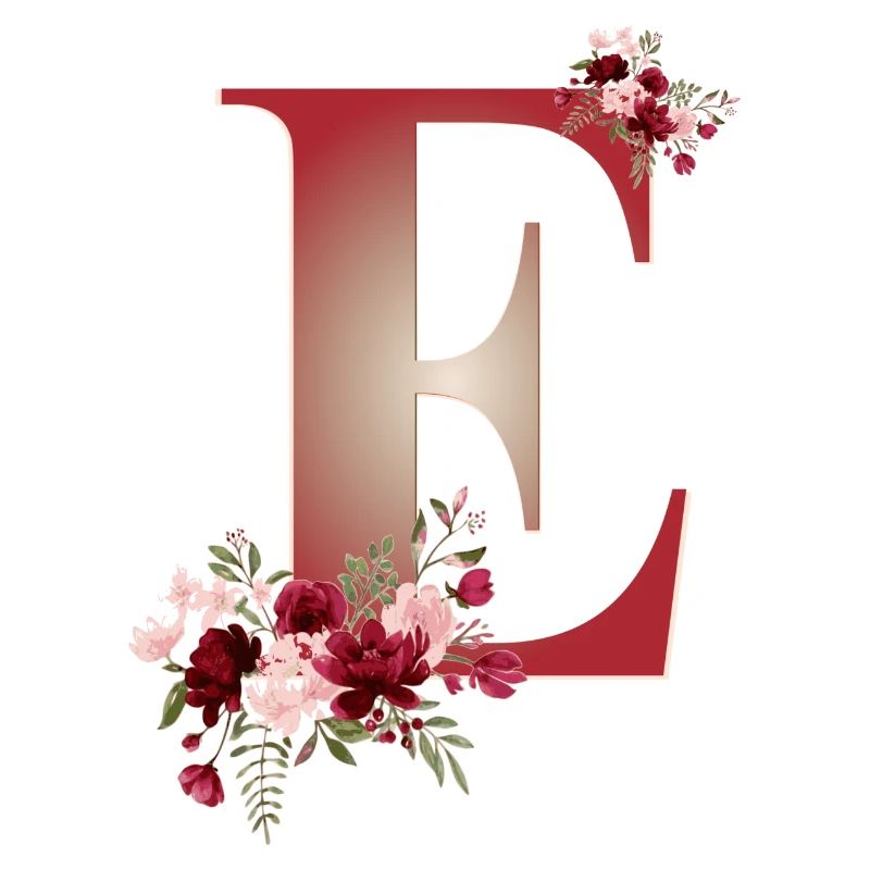 Buchstabe E mit Blumen