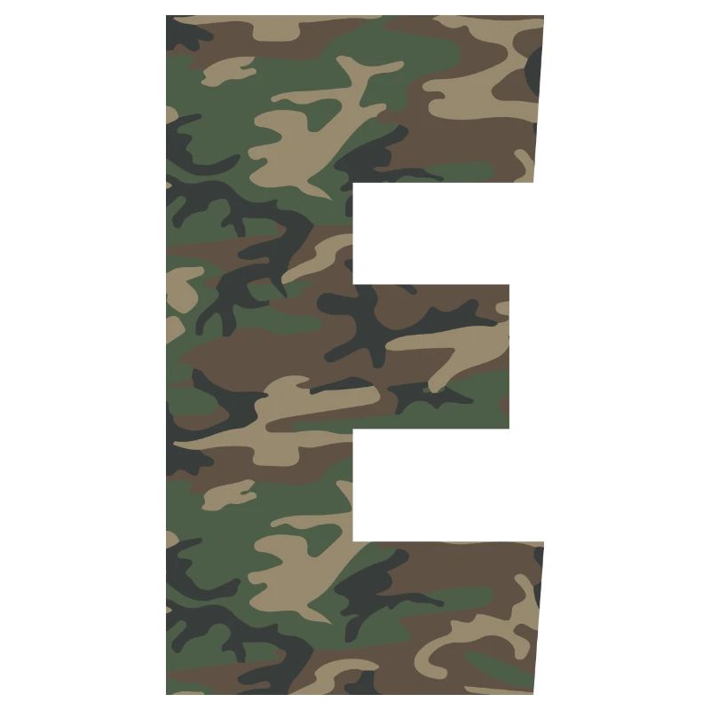 Tough letter E in camouflage pattern! Enlarge or