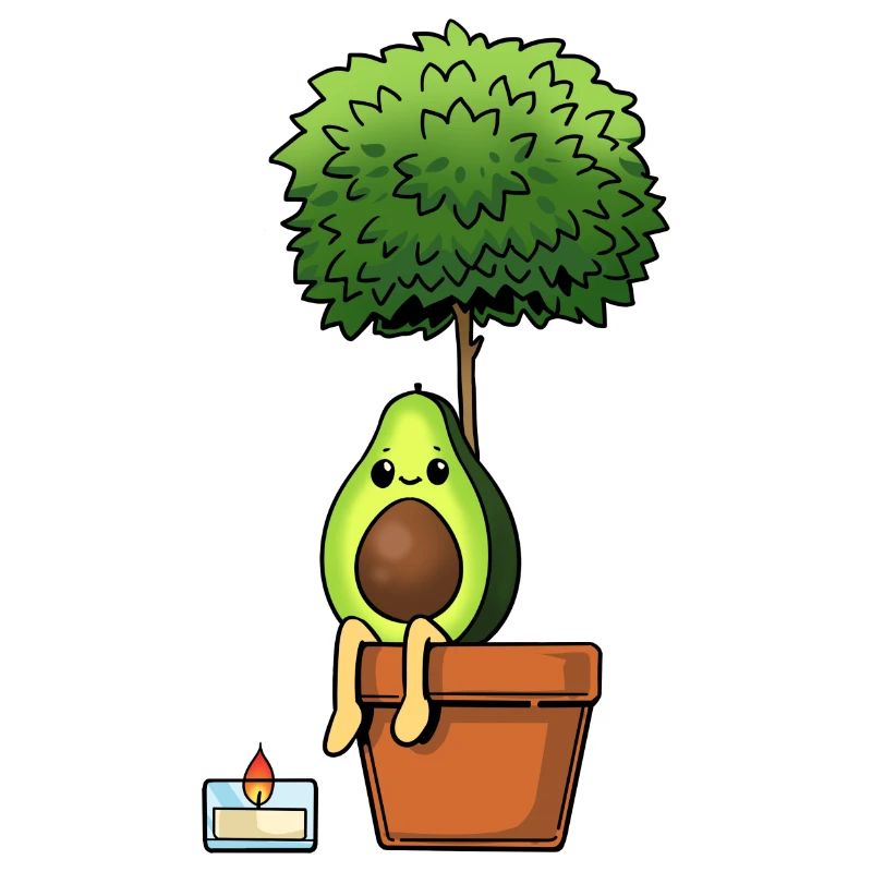 Avocado auf einer Pflanze mit einer Kerze