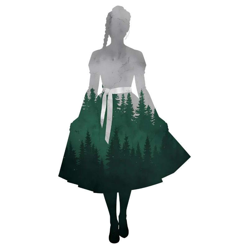 Dirndl Silhouette avec forêt – Style alpin élégant