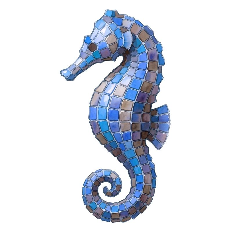 Seepferdchen Mosaik - Blaues Meeres-Design