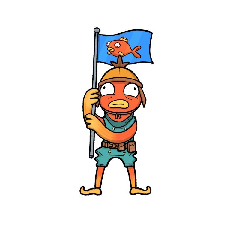 Garçon de poisson avec un dessin animé de drapeau de poisson