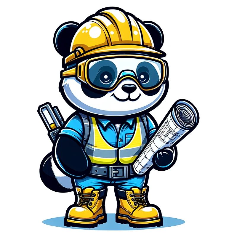 Mignon Panda Ouvrier De La Construction