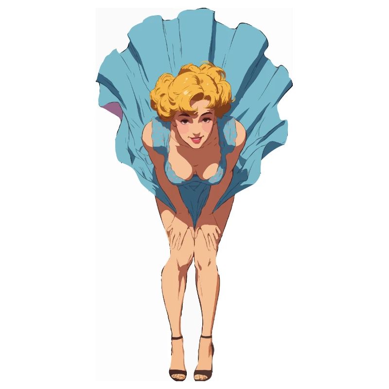 Pin-up-Mädchen mit aufblasendem Sommerkleid