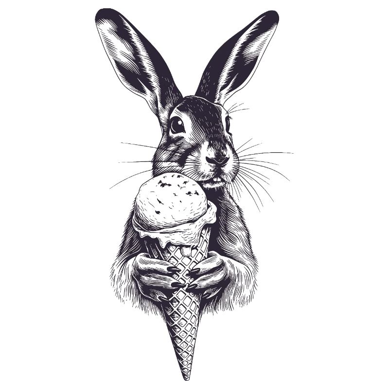 Hase mit Eis Vintage Gravur