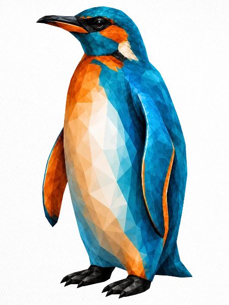 Kingfisher Penguin – Low Poly Art