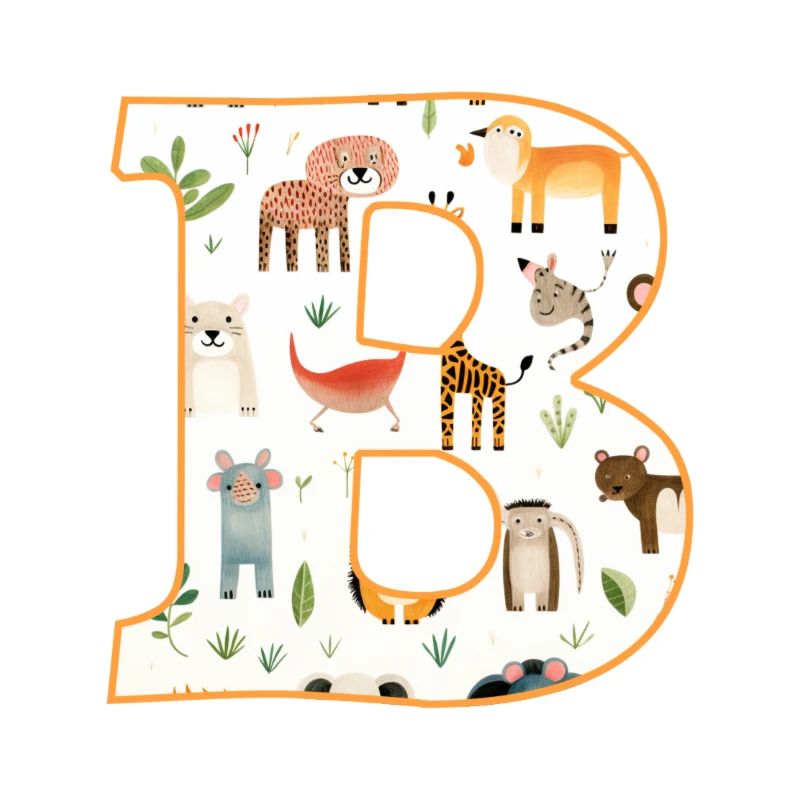 Buchstabe B, Monogramm, Tiermuster