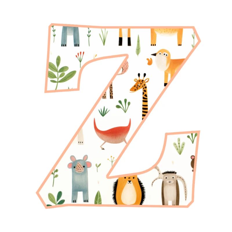 Buchstabe Z, Monogramm, Tiermuster