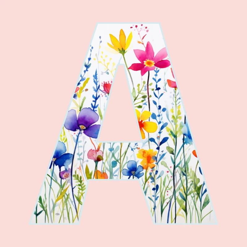 Buchstabe A, Monogramm, Blumenmuster