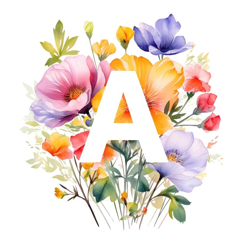 A Monogramm , bunter Blumenstrauss