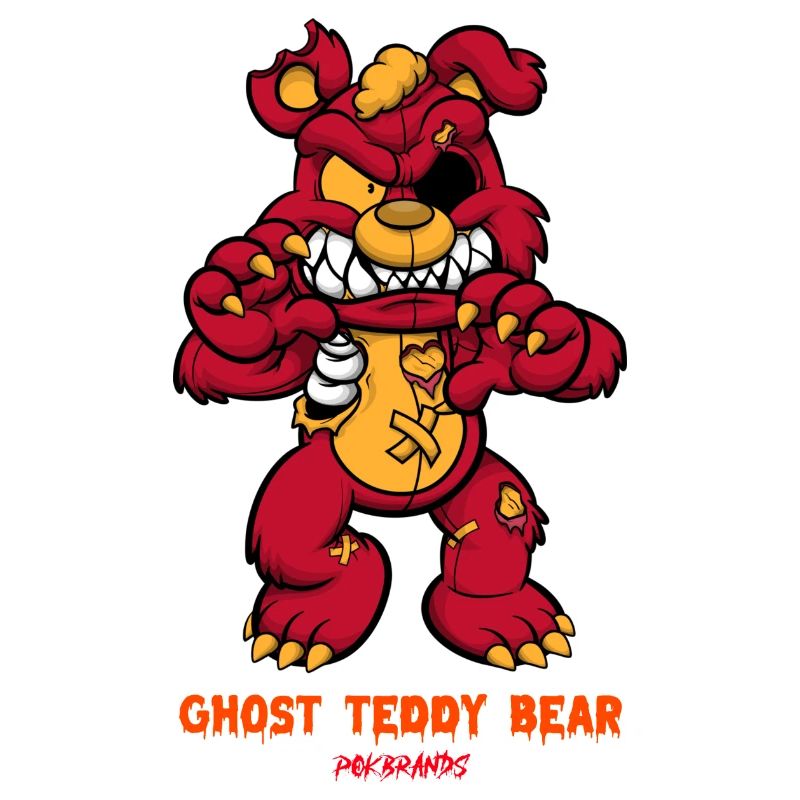 Ghost teddy bear design comics style