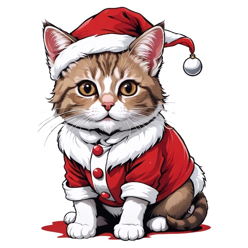 Chat de Noël Père Noël Chat Chat Chat Cadeau