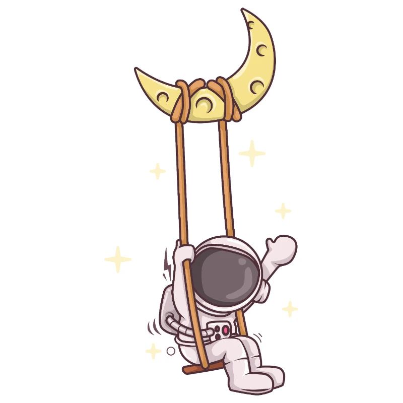 Astronaut Swing on Crescent Moon