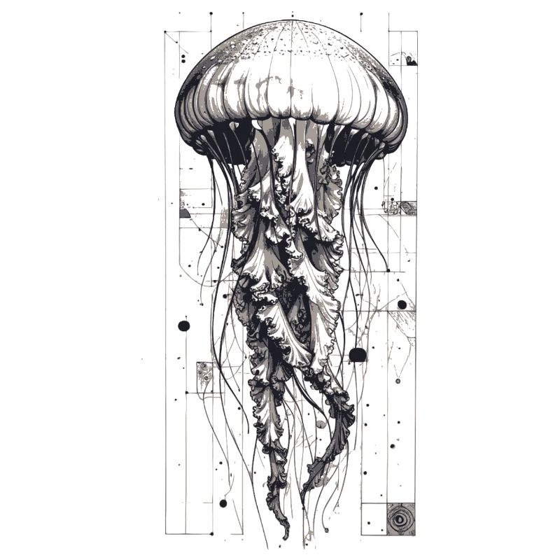 Black and White Technok Jellyfish