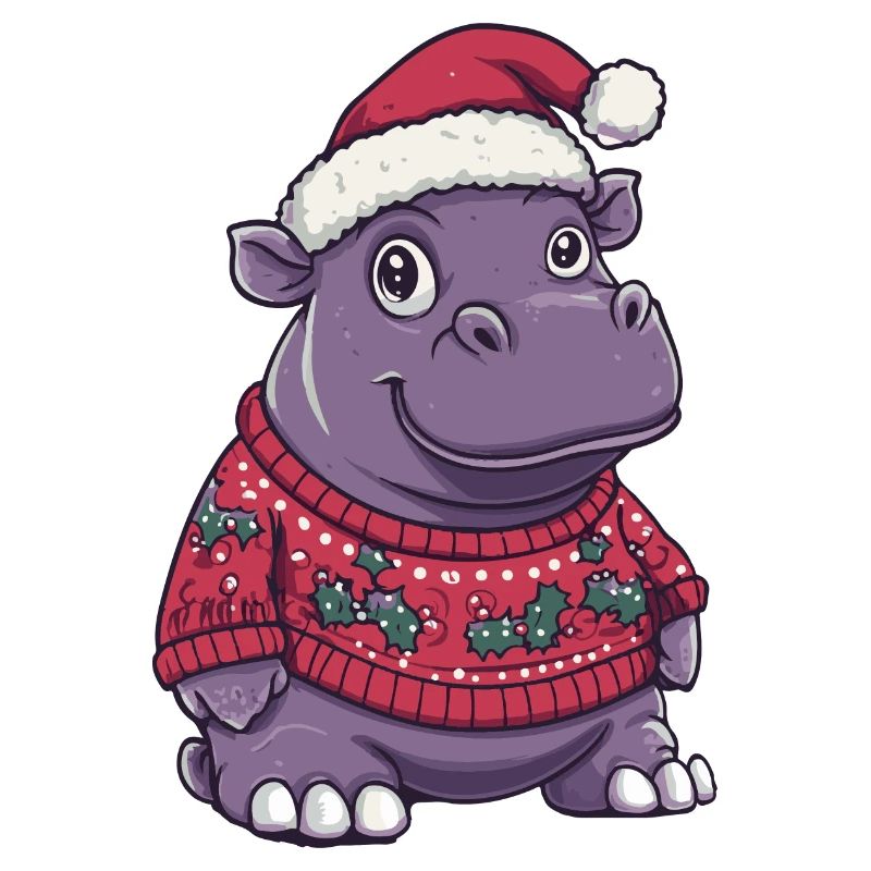 Nilpferd Weihnachten Comic