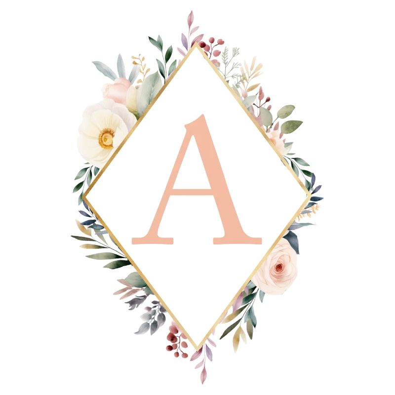 A Monogram, Floral, Boho