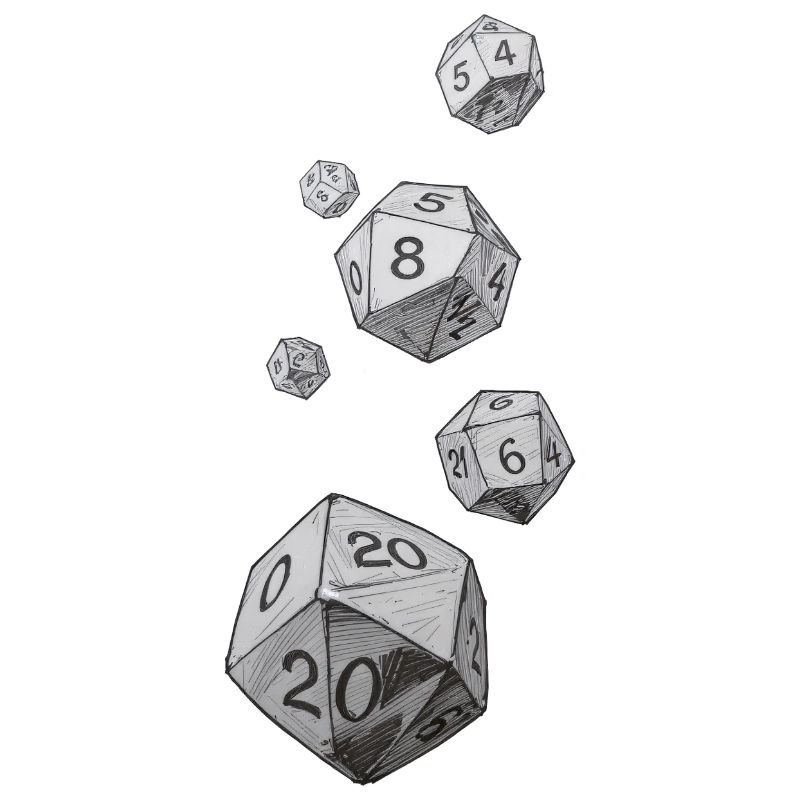 Black and White Role-Playing Dice – Falling Dice