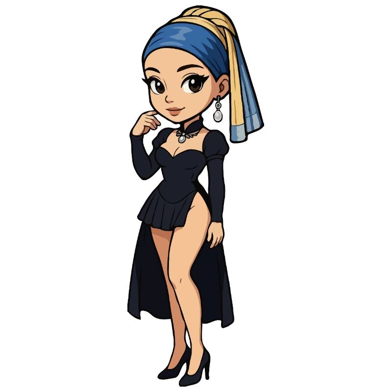 Mädchen mit Perlenohrring Chibi Super Deformed