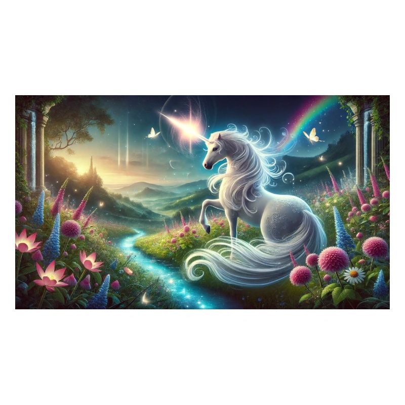 Ein mystisches Einhorn mit leuchtendem Horn