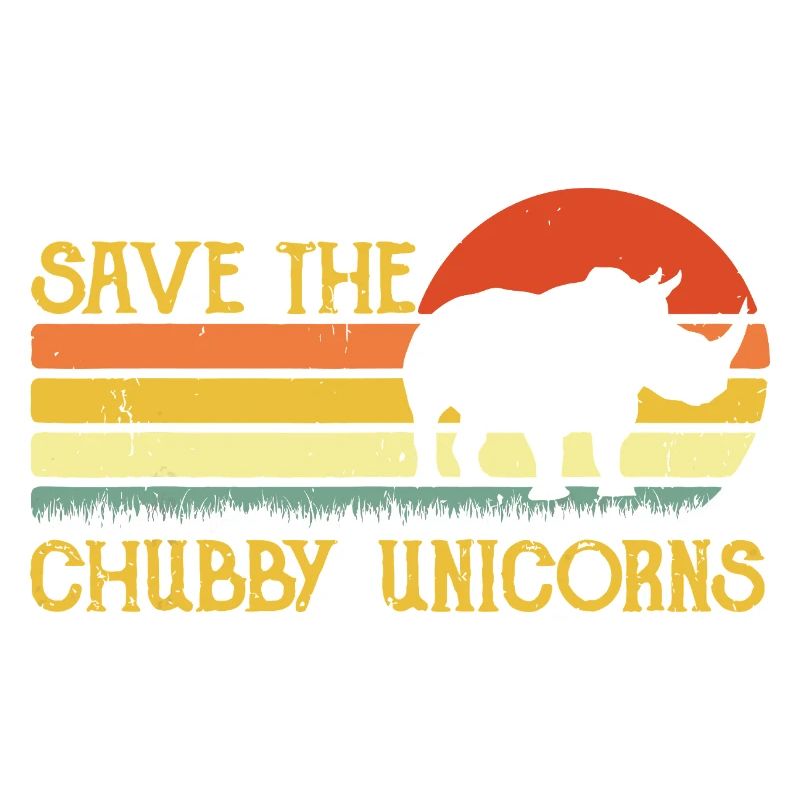 Save the Chubby Unicorns Retro Sunset