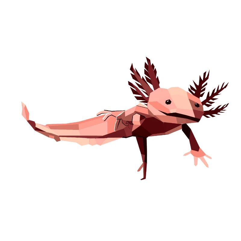 Low poly geometric axolotl in pink