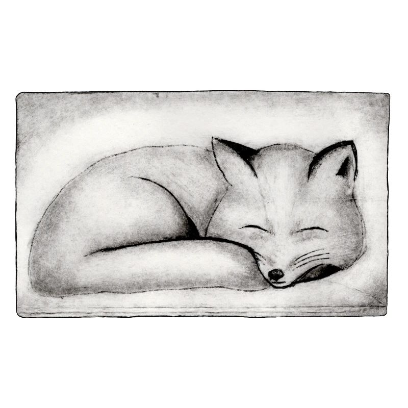 Sleeping Fox - Hand Carved Printable