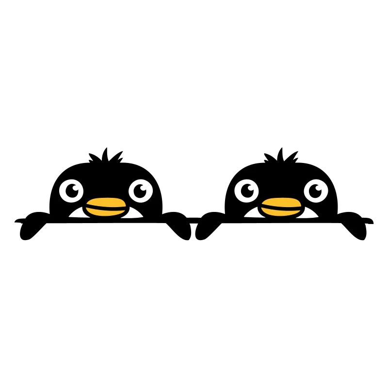 2 Pinguine Freunde gucken hinter Mauer hervor Team