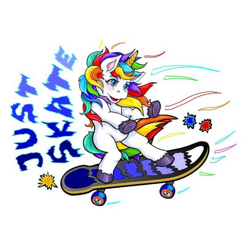 skating unicorn - Einhorn auf Skateboard