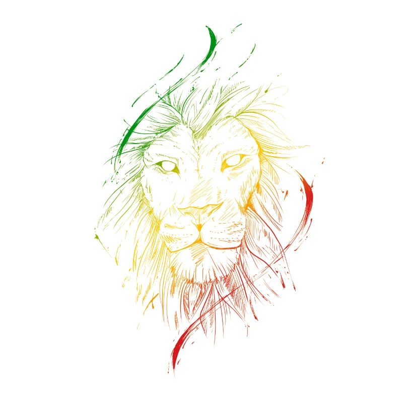 Vert jaune rouge drapeau Tête de lion sketchy