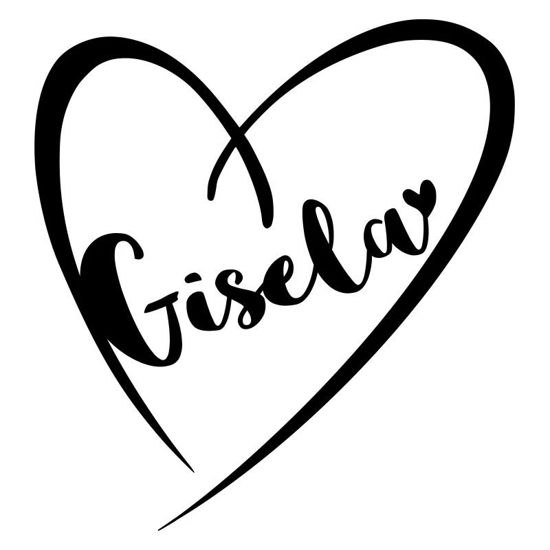 Gisela Last name First name in heart frame
