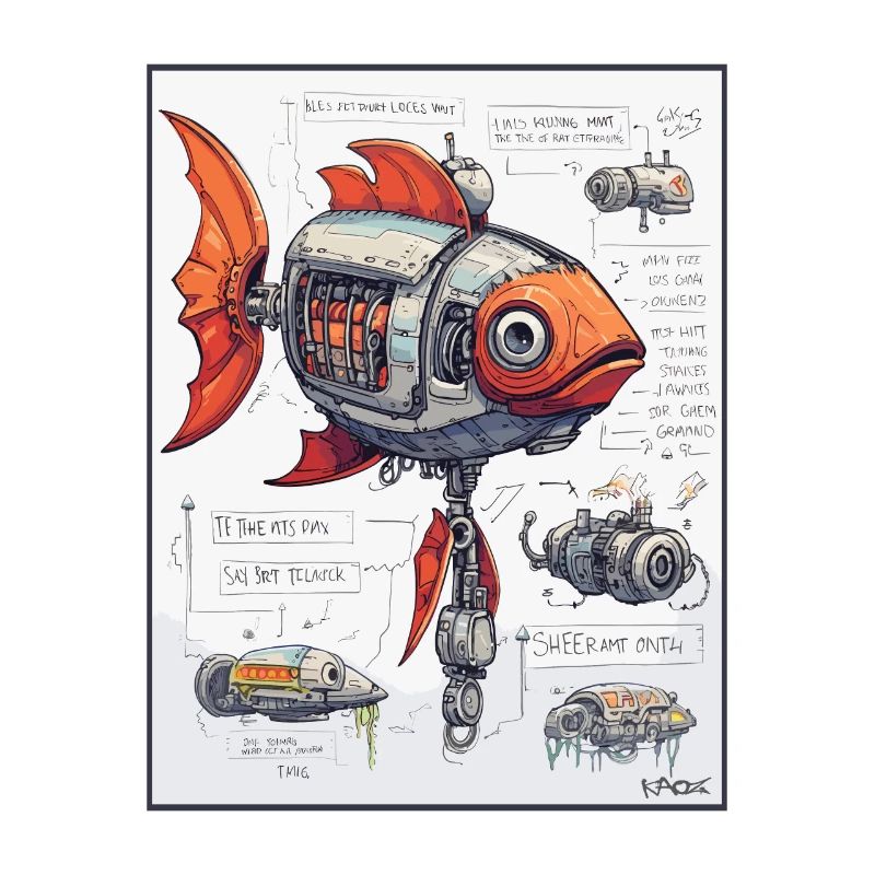 Croquis technique du robot mécanique Fish