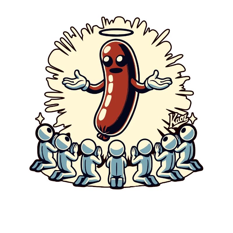 Les disciples de la viande prient la sainte bratwurst