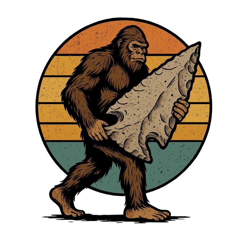 Bigfoot mit Arrowhead Pfeilspitzen Feuerstein