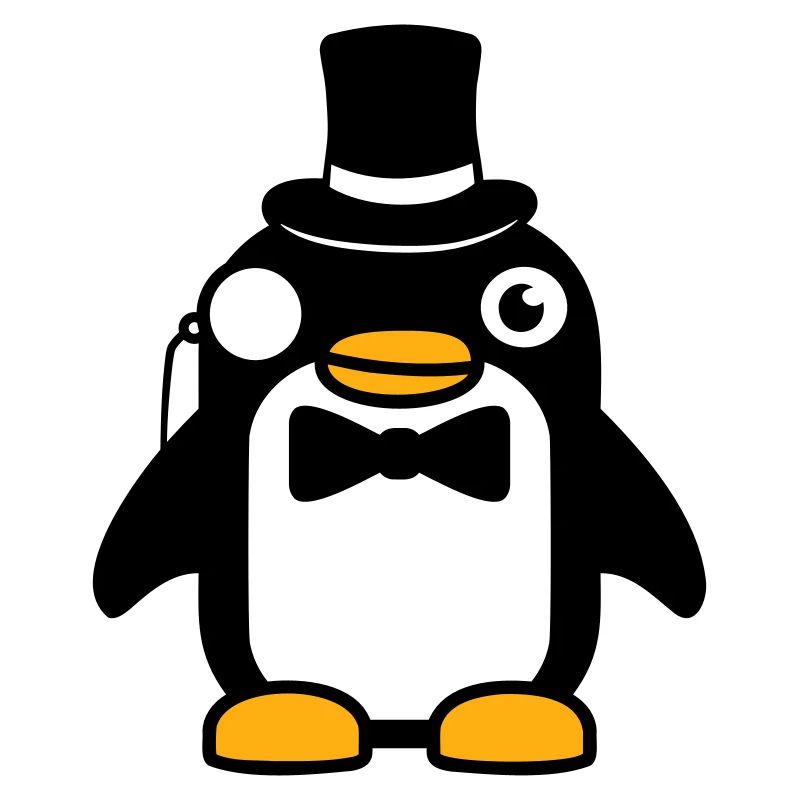 Pingouin Gentleman Sir M. Monocle Haut de Forme