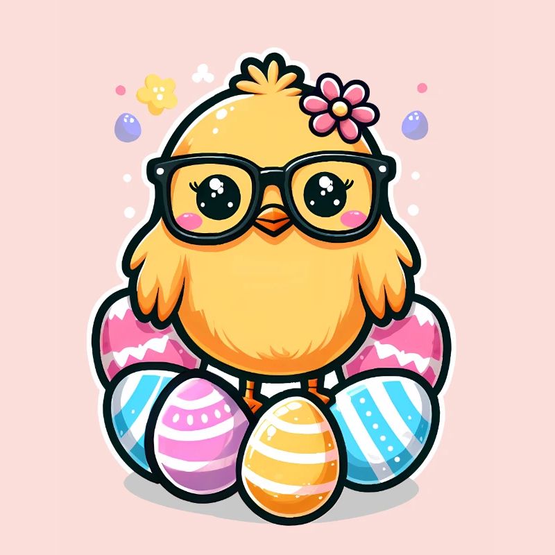 Nerd Easter Cute easter chickling with glasses