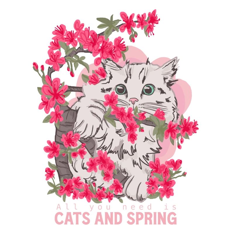 Katze mit Blumen