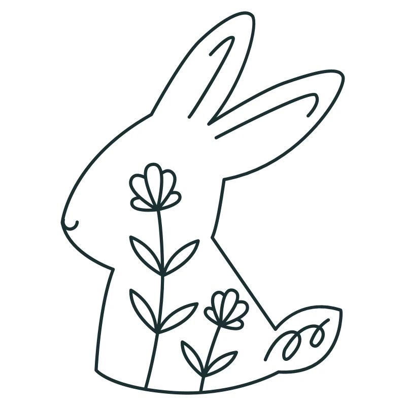 Cute floral rabbit with flowers