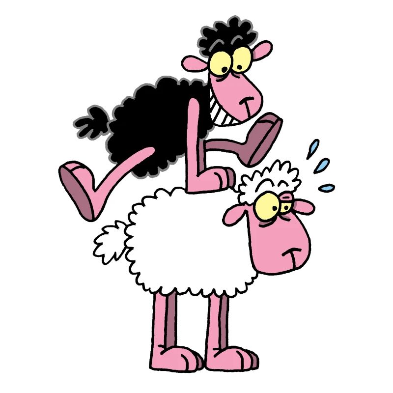 Schwarze Schafe und Springfrosch