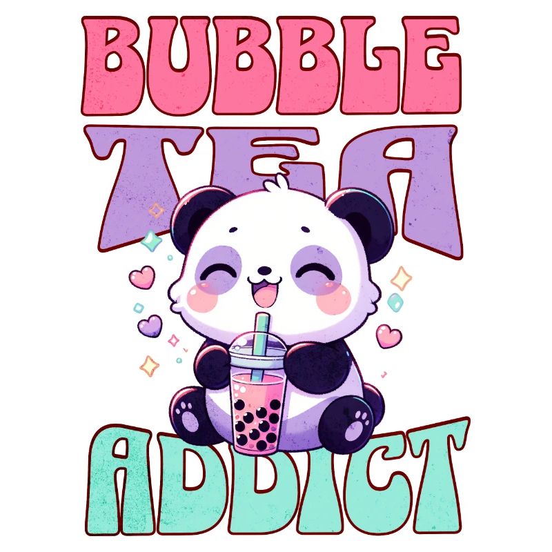 Bubble Tea Addict Cute Kawaii Panda Drinking Boba