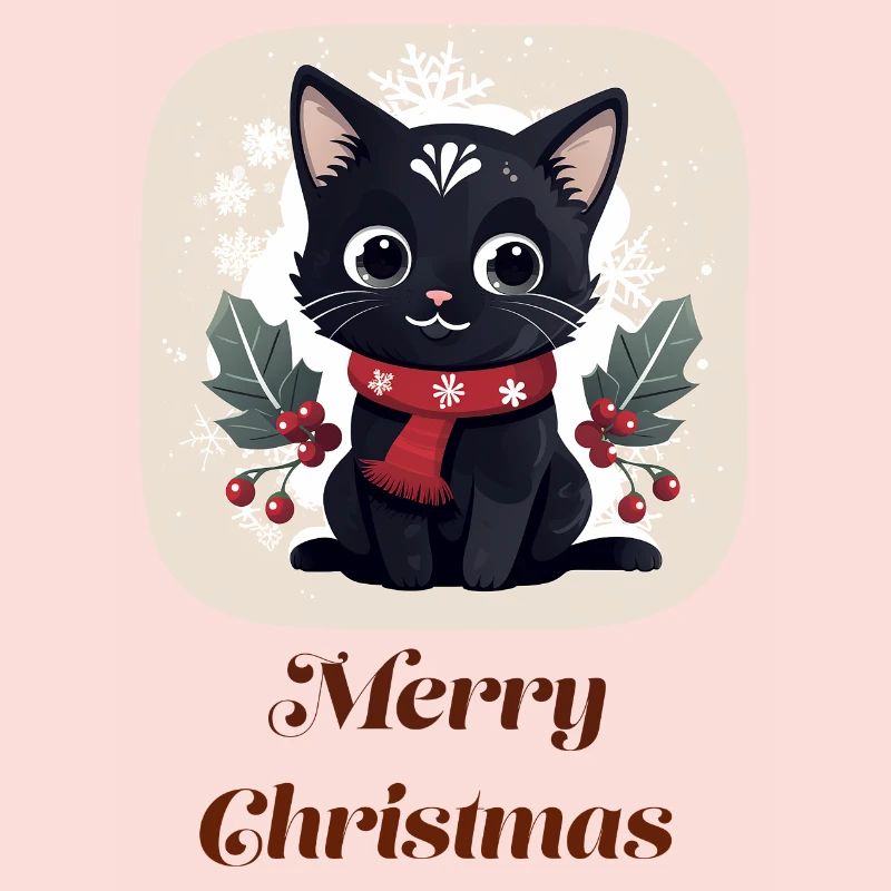 Joyeux Noël de chat noir mignon