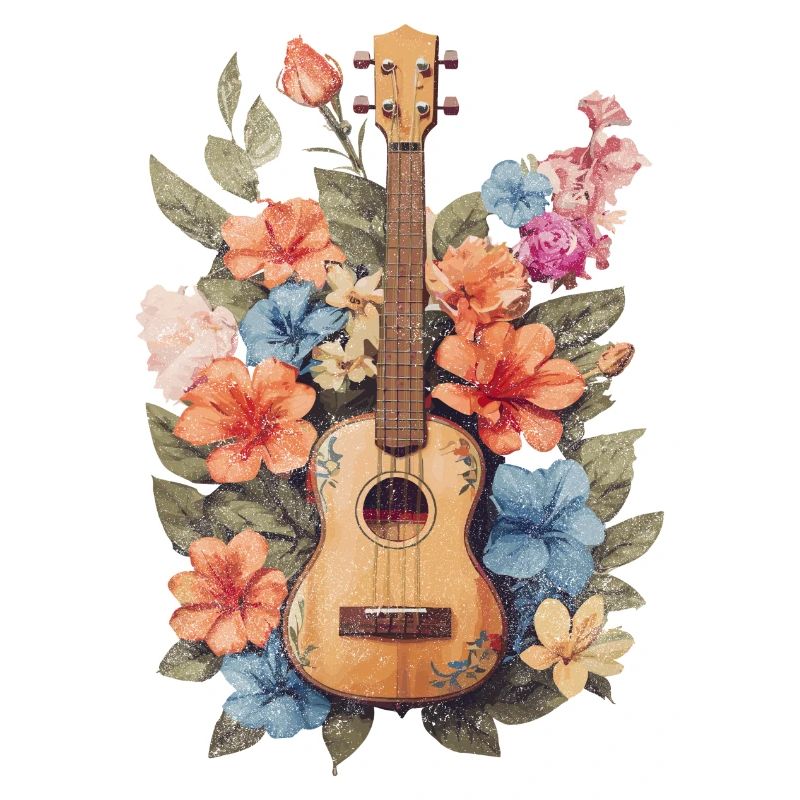 Vintage Ukulele mit Blumen