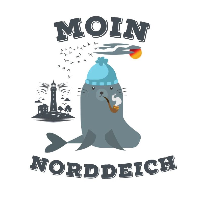 Moin Norddeich Robbe Leuchtturm Seemöwe Strand