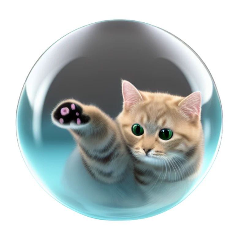 Chat en bulle de savon, style numérique