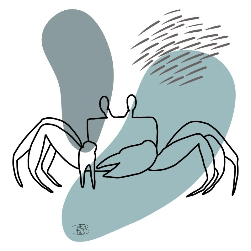 "Crab", Boho Line Art Design, Series "Ocean"