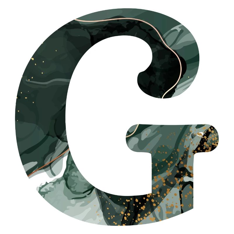 Letter g marbled green