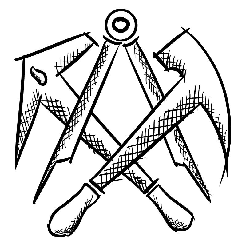 Roofer guild sign, hand-drawn. Drawing