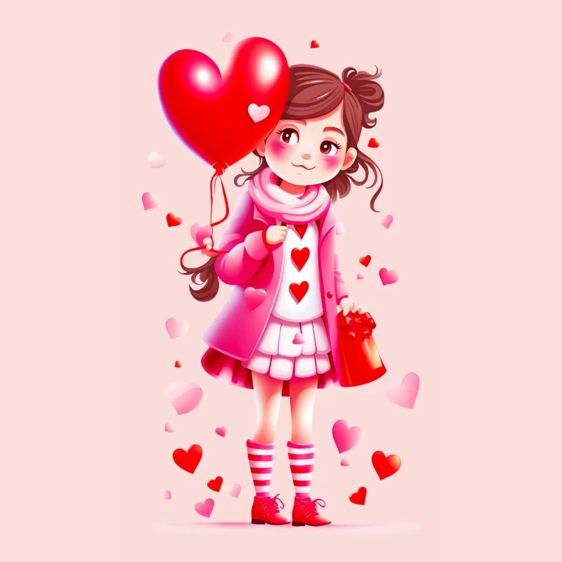 Kleines Mädchen mit Herzen 02